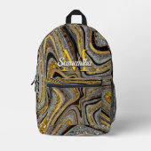 Sparkle Glam Glitzer, gürtelgraues Marmorgold Bedruckter Rucksack (Vorderseite)