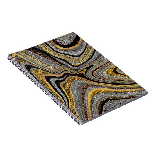 Sparkle Glam Glitzer, gürtelgraues Marmorgold Notizblock (Rechte Seite)