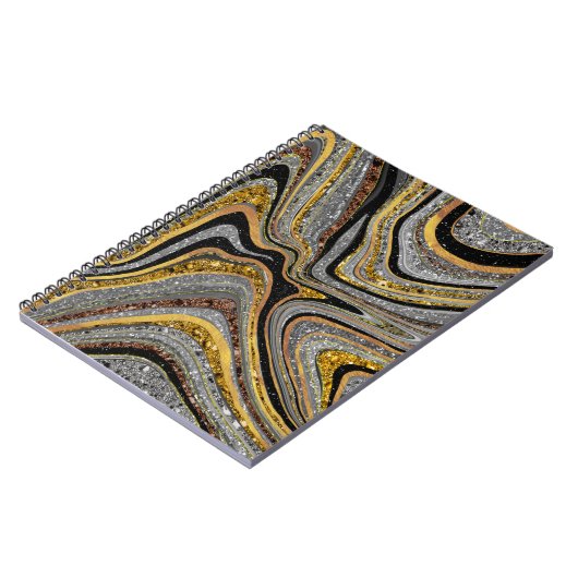 Sparkle Glam Glitzer, gürtelgraues Marmorgold Notizblock (Linke Seite)