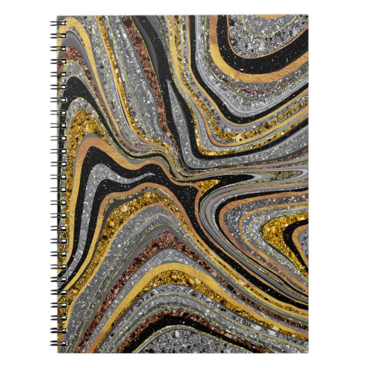 Sparkle Glam Glitzer, gürtelgraues Marmorgold Notizblock (Vorderseite)