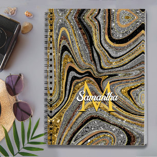 Sparkle Glam Glitzer, gürtelgraues Marmorgold Notizblock