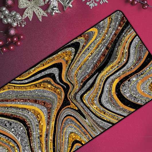 Sparkle Glam Glitzer, gürtelgraues Marmorgold Schreibtischunterlage