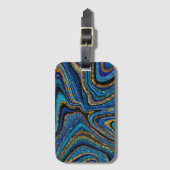 Sparkle Glam Glitzer mädchenhafte Marmorkunst blau Gepäckanhänger (Vorderseite Vertikal)
