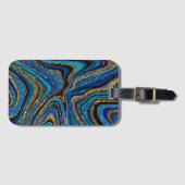 Sparkle Glam Glitzer mädchenhafte Marmorkunst blau Gepäckanhänger (Vorderseite (Horizontal))