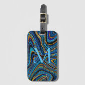 Sparkle Glam Glitzer mädchenhafte Marmorkunst blau Gepäckanhänger (Vorderseite Vertikal)