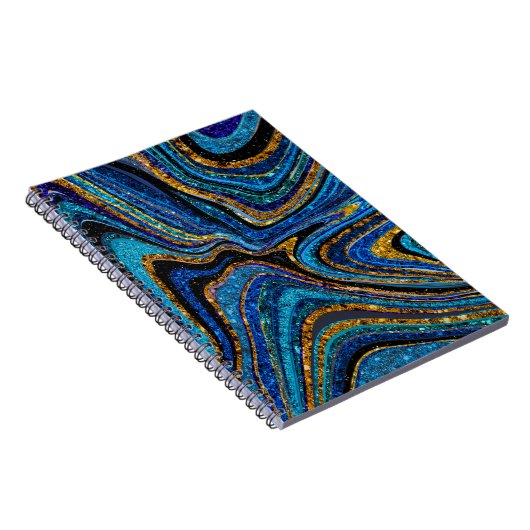 Sparkle Glam Glitzer mädchenhafte Marmorkunst blau Notizblock (Rechte Seite)