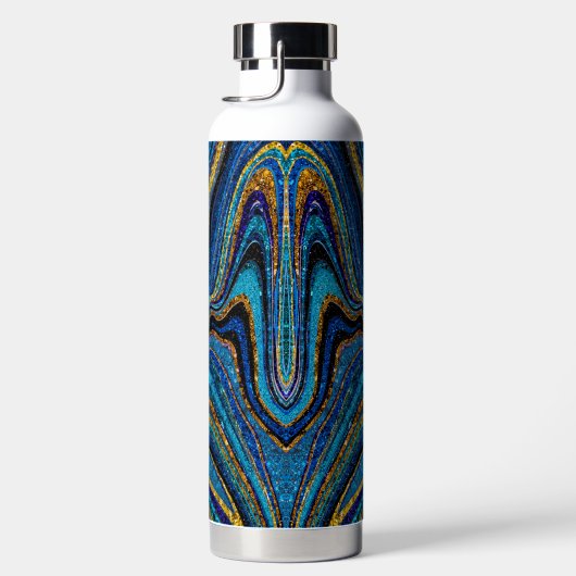 Sparkle Glam Glitzer mädchenhafte Marmorkunst blau Trinkflasche (Rechts)