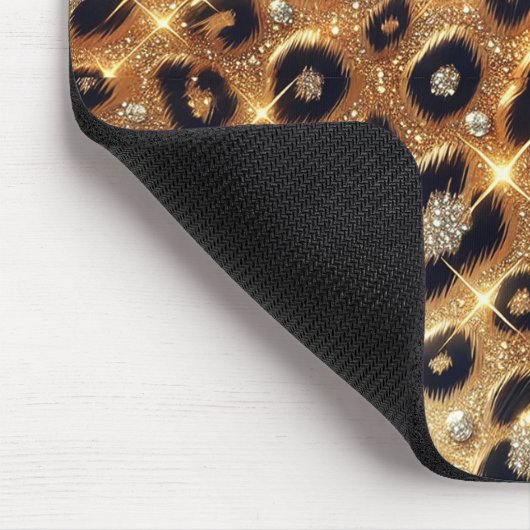 Sparkle Glam Gold Black Leopard Cheetah Print Mousepad (Ecke)