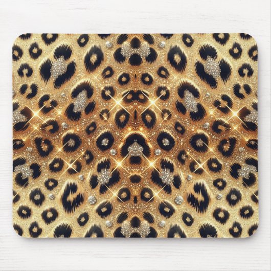 Sparkle Glam Gold Black Leopard Cheetah Print Mousepad (Vorne)