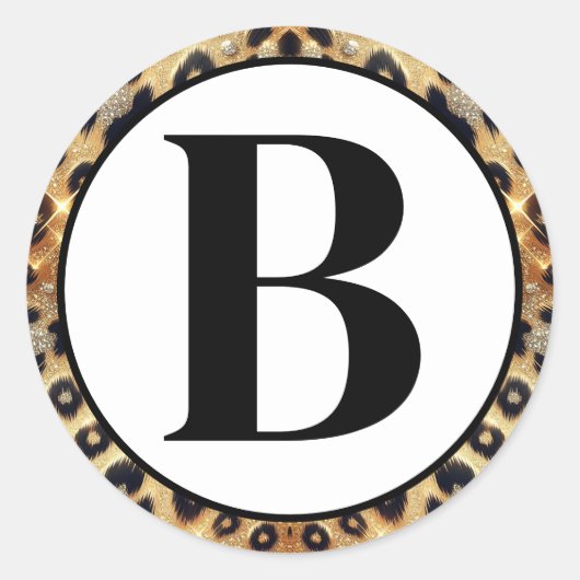 Sparkle Glam Gold Black Leopard Cheetah Print Runder Aufkleber (Vorderseite)