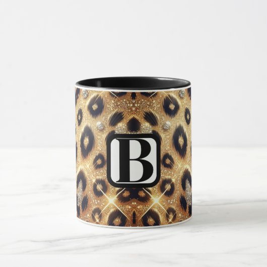 Sparkle Glam Gold Black Leopard Cheetah Print Tasse (Zentrum)