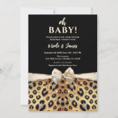 Sparkle Glam Gold Black Leopard Print Baby Dusche Einladung (Vorderseite)