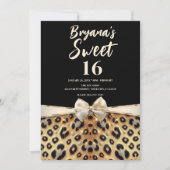 Sparkle Glam Gold Black Leopard Print Sweet 16 Einladung (Vorderseite)