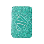 Sparkle Glam Turquoises Blauer Glitzer Mit Monogra Badematte (Vorderseite Vertikal)