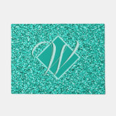 Sparkle Glam Turquoises Blauer Glitzer Mit Monogra Fußmatte (Vorderseite)