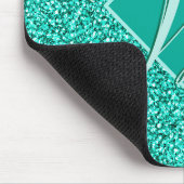 Sparkle Glam Turquoises Blauer Glitzer Mit Monogra Mousepad (Ecke)