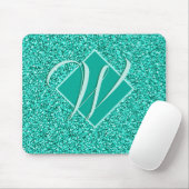 Sparkle Glam Turquoises Blauer Glitzer Mit Monogra Mousepad (Mit Mouse)
