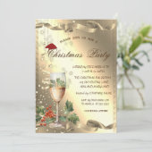 Sparkle, Glas, Holly Berry Weihnachten Einladung (Stehend Vorderseite)