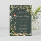 Sparkle, Glas, Schneeflocken Grüne Weihnachten im  Einladung (Stehend Vorderseite)