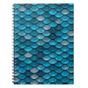 Sparkle Glitzer Blue Aquamarine Aqua Mermaid Scale Notizblock