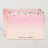 Sparkle Glitzer Border Pink Individuelle Name Note Dankeskarte (Vorne/Hinten)