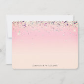 Sparkle Glitzer Border Pink Individuelle Name Note Dankeskarte (Vorderseite)