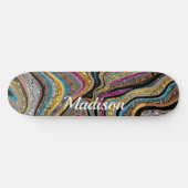 Sparkle Glitzer Girl Marmor Art graue Skateboard (Horizontal)