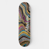 Sparkle Glitzer Girl Marmor Art graue Skateboard (Vorderseite)