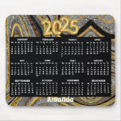 Sparkle Glitzer Girly Marmor Art Graugold 2025 Mousepad (Vorne)