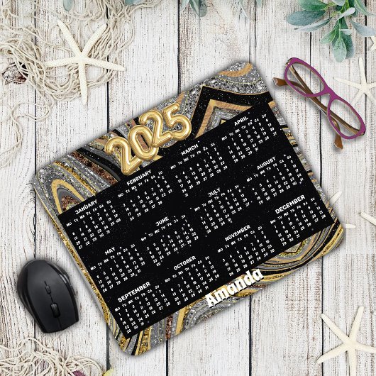 Sparkle Glitzer Girly Marmor Art Graugold 2025 Mousepad