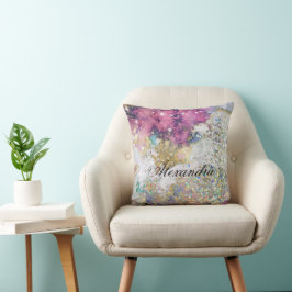 Sparkle Glitzer Gold Lila Galaxy Marble Custom Kissen