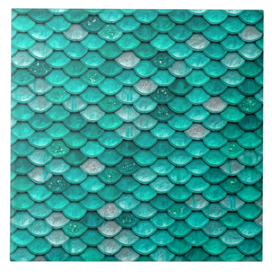 Sparkle Glitzer Green Aqua Mermaid Scales Fliese (Vorderseite)