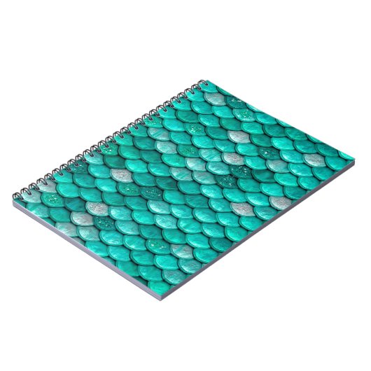 Sparkle Glitzer Green Aqua Mermaid Scales Notizblock (Linke Seite)