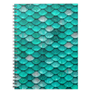 Sparkle Glitzer Green Aqua Mermaid Scales Notizblock