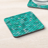 Sparkle Glitzer Green Aqua Mermaid Scales Untersetzer (Linke Seite)