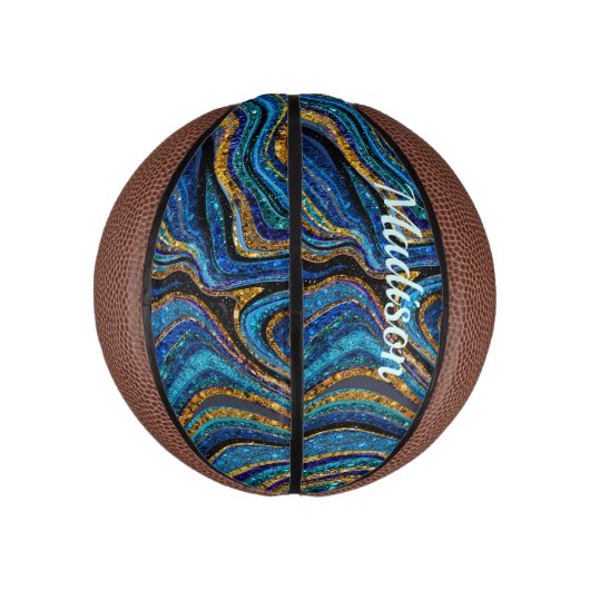 Sparkle Glitzer gürmisch Marmor Art Blue Picklebal Mini Basketball (Vertikal)