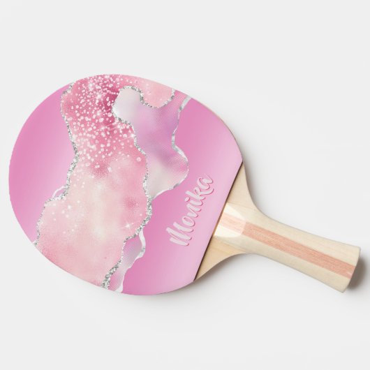 Sparkle Glitzer gürtelrosa Silver Agate Tischtennis Schläger (Seitenansicht)