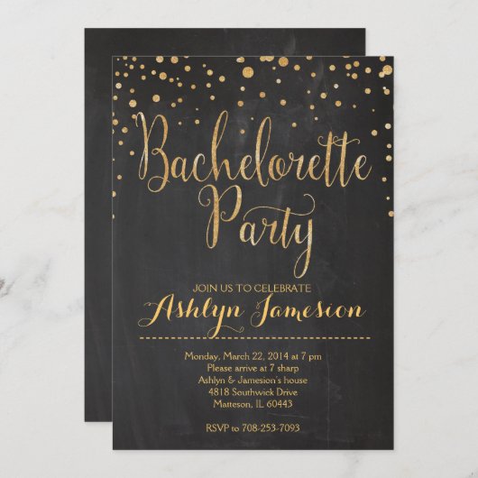 Sparkle Glitzer Junggeselinnen-Abschied Einladung (Vorne/Hinten)