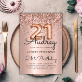 Sparkle Glitzer Rose Gold Ballon 21. Geburtstag Einladung