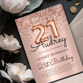 Sparkle Glitzer Rose Gold Ballon 21. Geburtstag Einladung