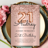 Sparkle Glitzer Rose Gold Ballon 21. Geburtstag Einladung