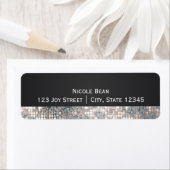 Sparkle Glitzer Sequins Black Glam Address Labels (Insitu)
