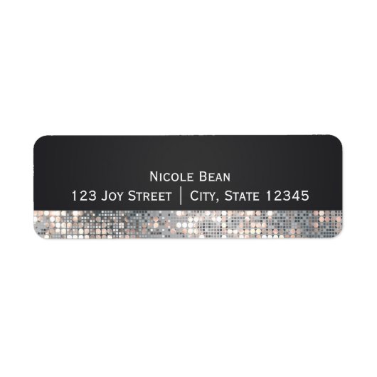 Sparkle Glitzer Sequins Black Glam Address Labels (Vorne)