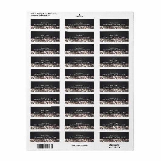 Sparkle Glitzer Sequins Glamour Address Labels (Vorne)