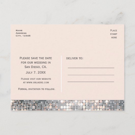 Sparkle Glitzer Sequins Glamour Chic Postcard Ankündigungspostkarte (Rückseite)