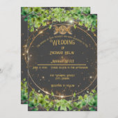 Sparkle Gold Botanic Celestial Wedding Einladung (Vorne/Hinten)