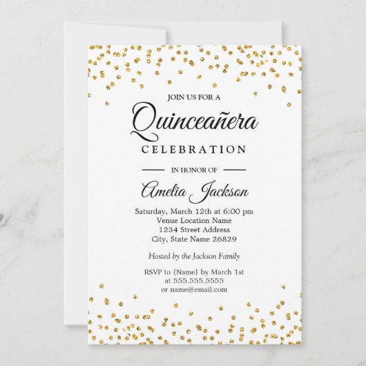 Sparkle Gold Confetti Einladung (Vorderseite)