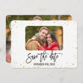 Sparkle Gold Foto Handwriting Save the Date (Vorne/Hinten)