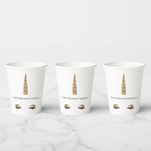 Sparkle Gold Glam Unicorn Pappbecher (Multi)