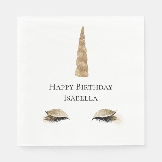 Sparkle Gold Glam Unicorn Serviette (Vorderseite)